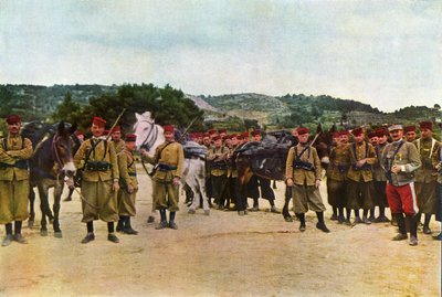 Moroccan riflemen and a French officer during the Battle of the Marne east of Paris by Jules Gervais Courtellemont